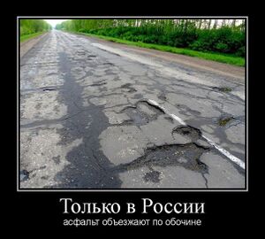 Tolko v Rossii asfalt obezhaut po obochine.jpg