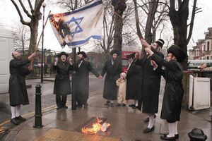 Jews burn the flag of Israel.jpg
